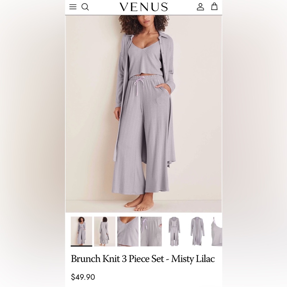 VENUS brunch knit 3pc set soft pine green
